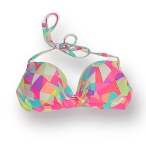 Xhilaration neon geometric bathing suit top size M